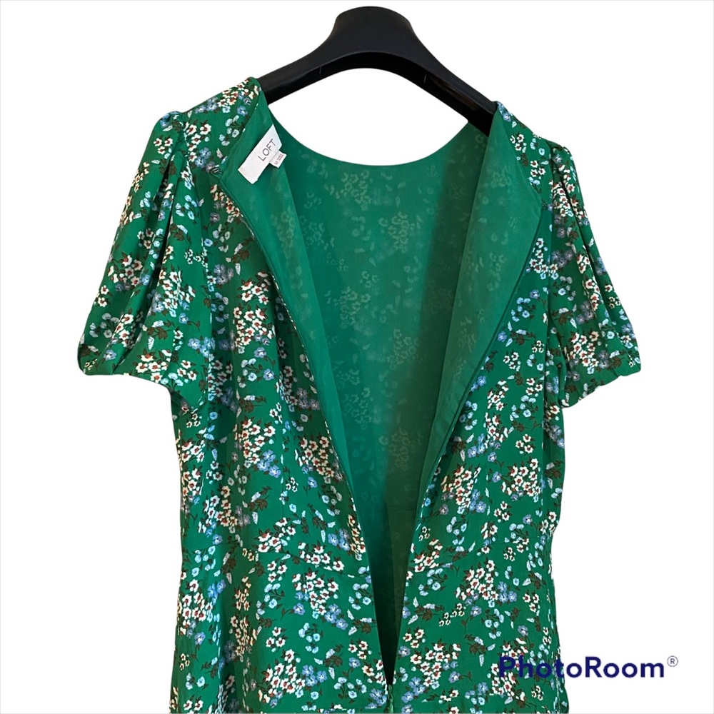 🌟HP!🌟 LOFT Green Buttercup Puff Sleeve Dress Sz 6P - Picture 8 of 10